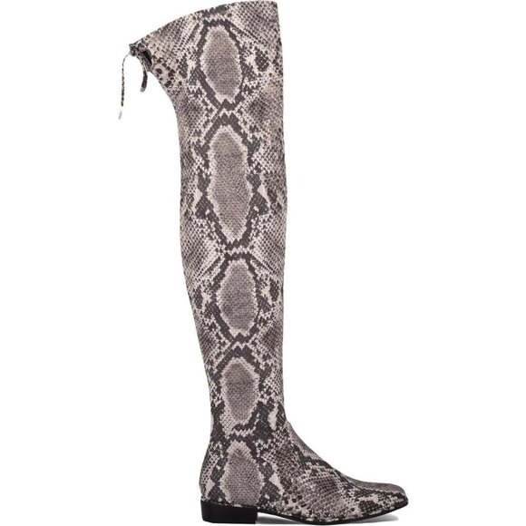 Marc Fisher Women's Humor 2 Faux Suede Snake Print Flat Over the Knee Boots - Picture 5 of 5
